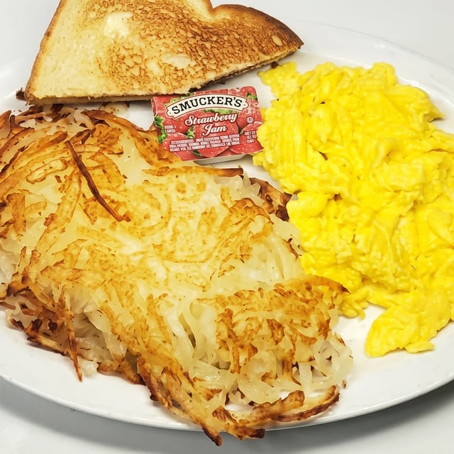 Hash Brown & Eggs.