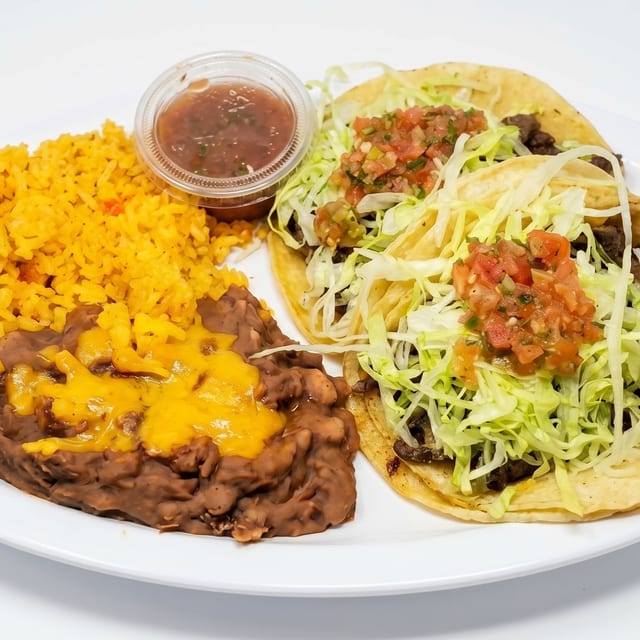 2 Taco Plate Carne Asada Dinner Special.