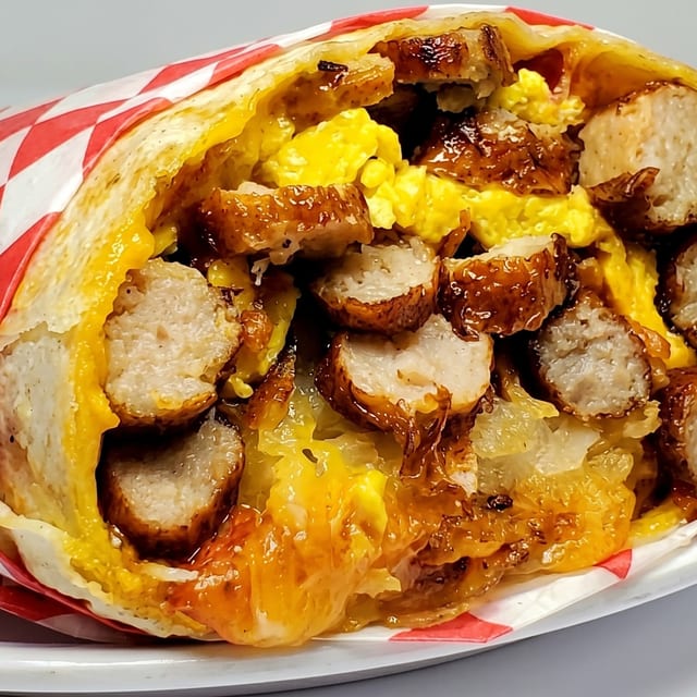 Sausage Breakfast Burrito.