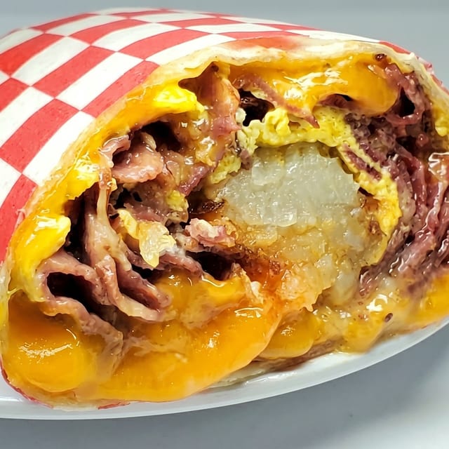 Pastrami Breakfast Burrito.