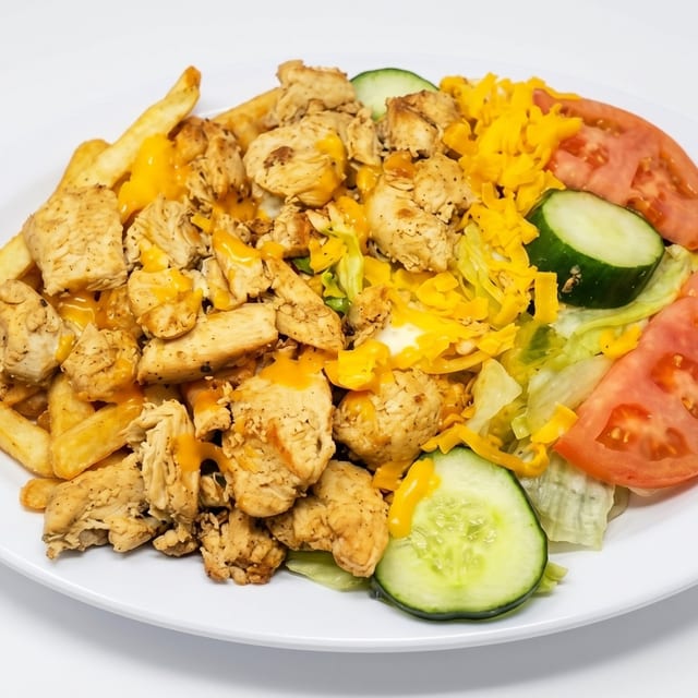 Grilled Chicken Salad with Fries.